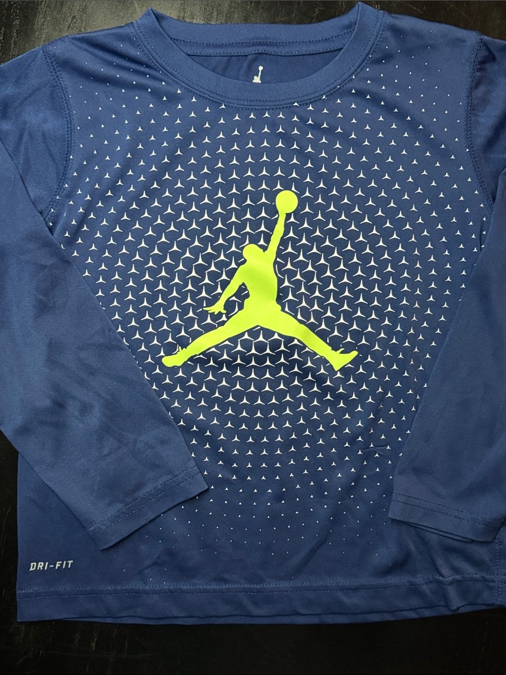 Nike Navy Crewneck Sweater with Neon Yellow Jumpman